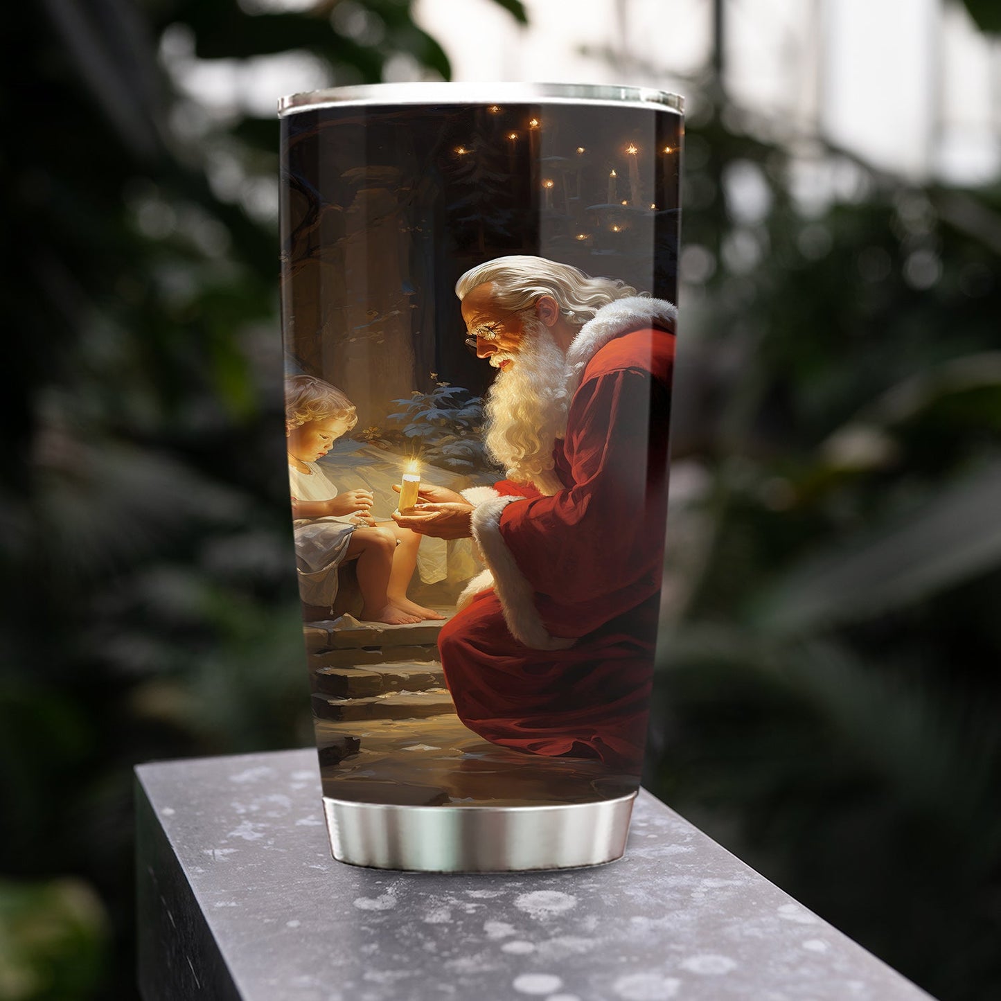 Candlelit Christmas Wisdom, Santa Claus Christmas Stainless Steel Tumbler, Xmas Gift For Santa Lovers