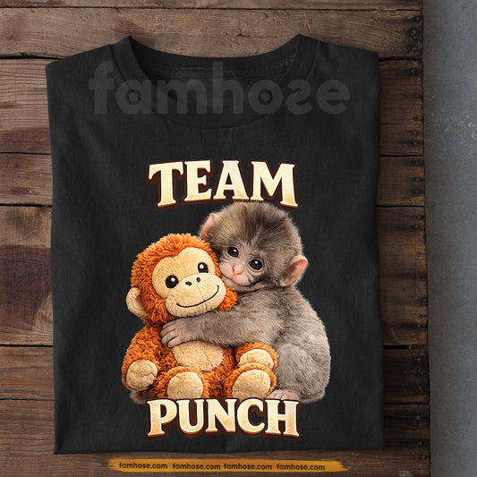 Team Punch Meme T-shirt, Cute Monkey Hug Meme Tees Encouragement Gift
