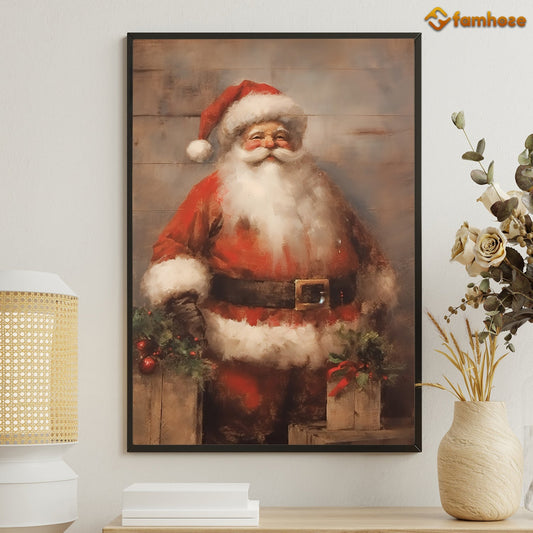 Funny Santa Claus Is Waiting To Deliver Gifts Christmas Canvas Painting, Xmas Wall Art Decor - Christmas Poster Gift For Decorating Your Home