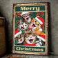 Merry Christmas Cats Smile, Cat Christmas Canvas Painting, Xmas Wall Art Decor - Cat Poster Gift