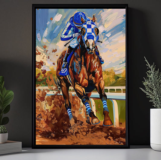 Secretariat Canvas Painting, Let's Begin Let's Race, Jockey Wall Art Decor, Poster Gift For Horse Racing Lovers
