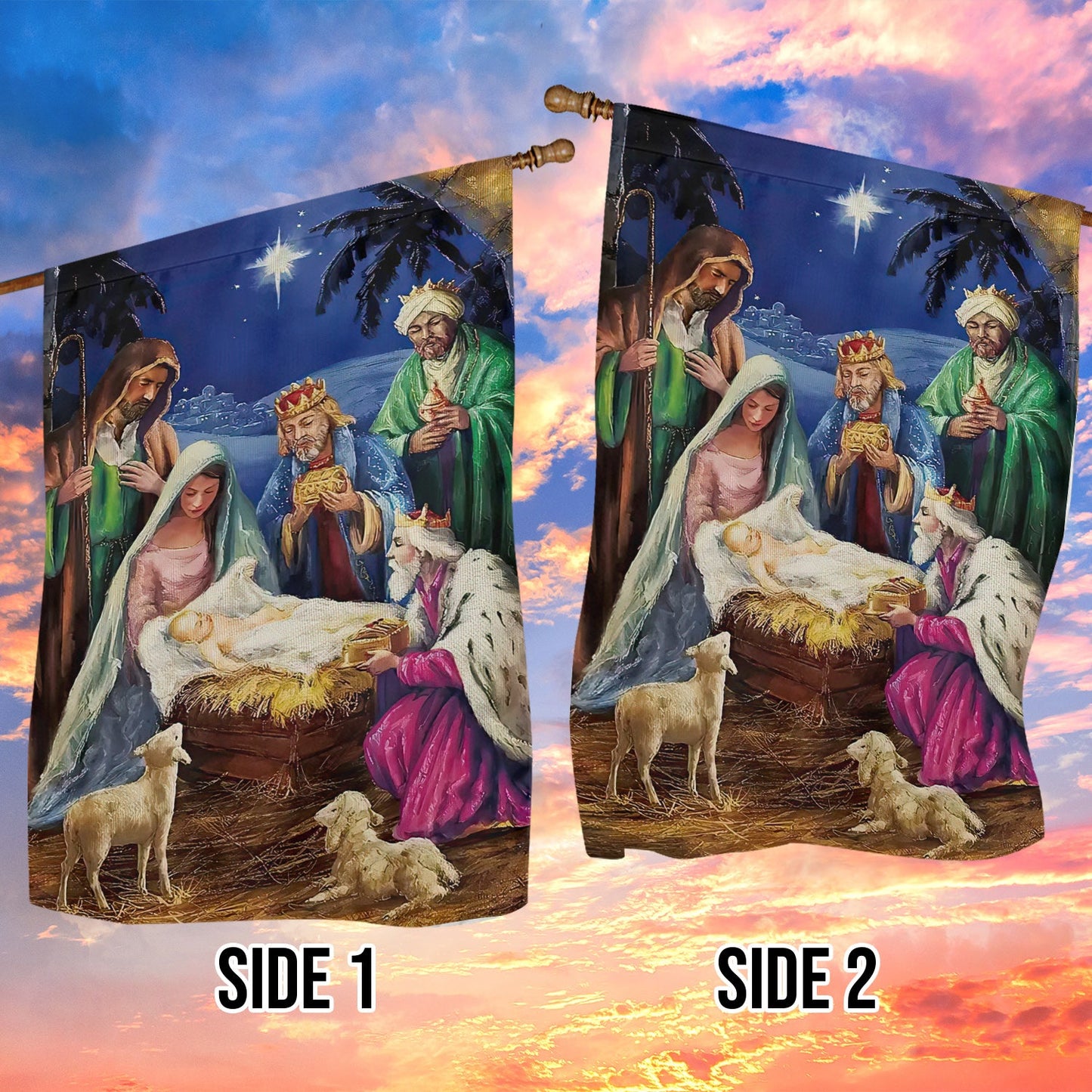 Jesus Nativity Scene, Nativity Xmas Garden Flag - House Flag Gift, Gift For Christians Lovers