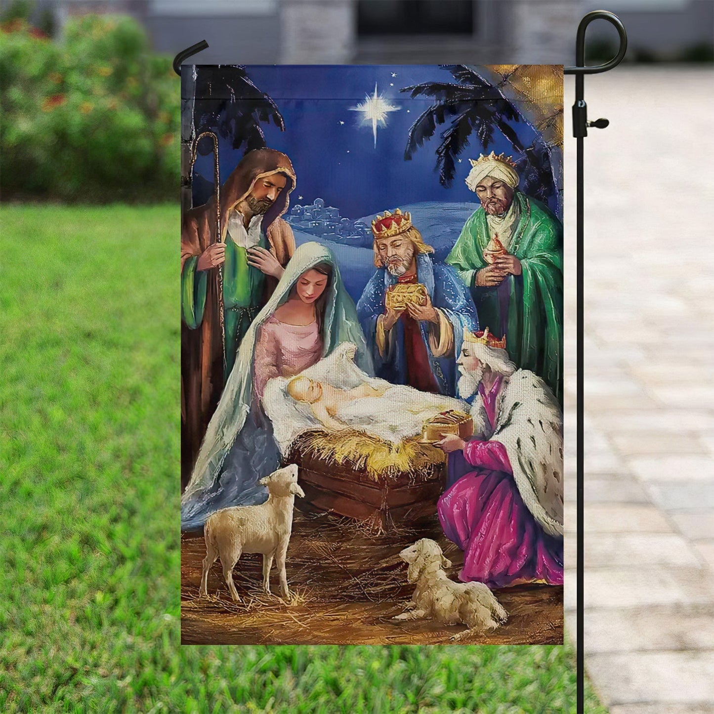 Jesus Nativity Scene, Nativity Xmas Garden Flag - House Flag Gift, Gift For Christians Lovers