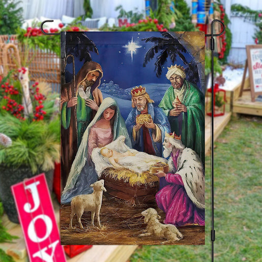 Jesus Nativity Scene, Nativity Xmas Garden Flag - House Flag Gift, Gift For Christians Lovers