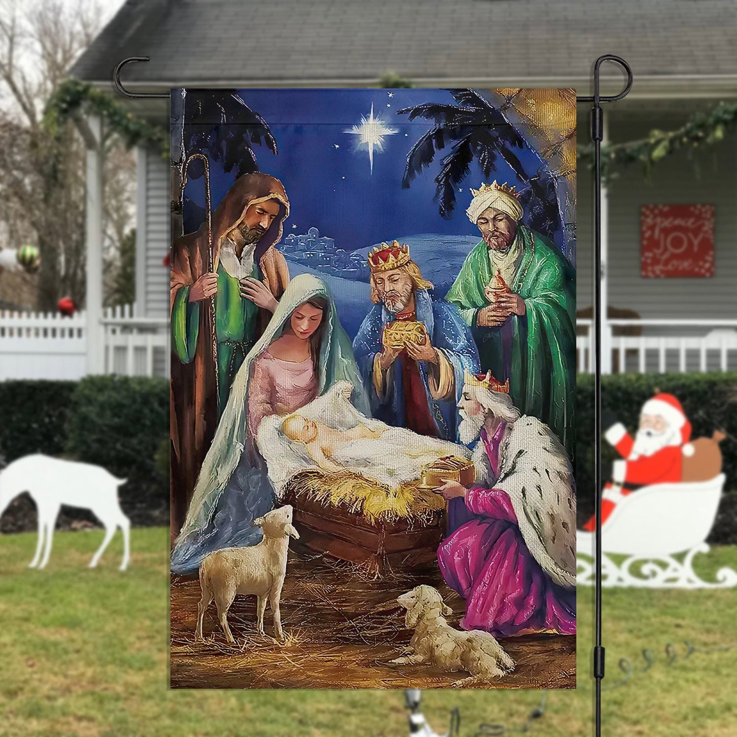 Jesus Nativity Scene, Nativity Xmas Garden Flag - House Flag Gift, Gift For Christians Lovers