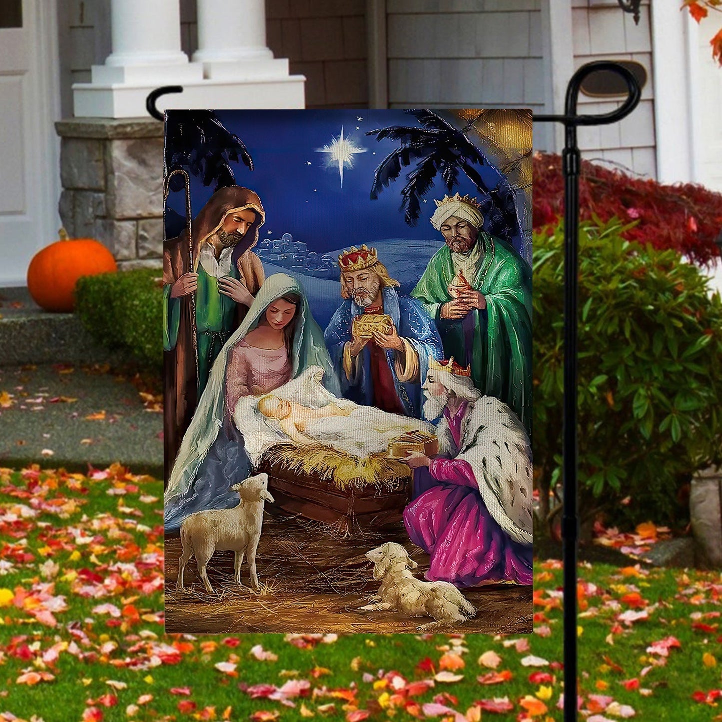 Jesus Nativity Scene, Nativity Xmas Garden Flag - House Flag Gift, Gift For Christians Lovers