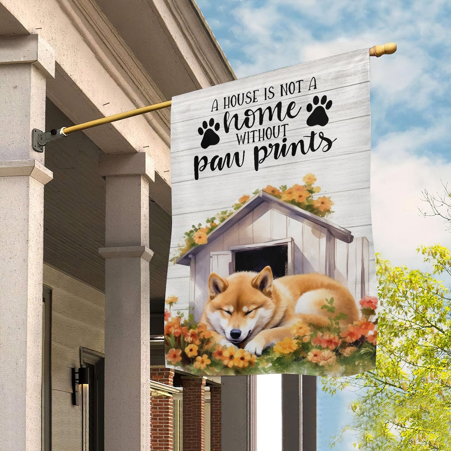 Corgi Dog Flag, A House Is Not A Home Without Paw Prints, Gift For Dog Lovers, Garden Dog Flag, Dog Owners