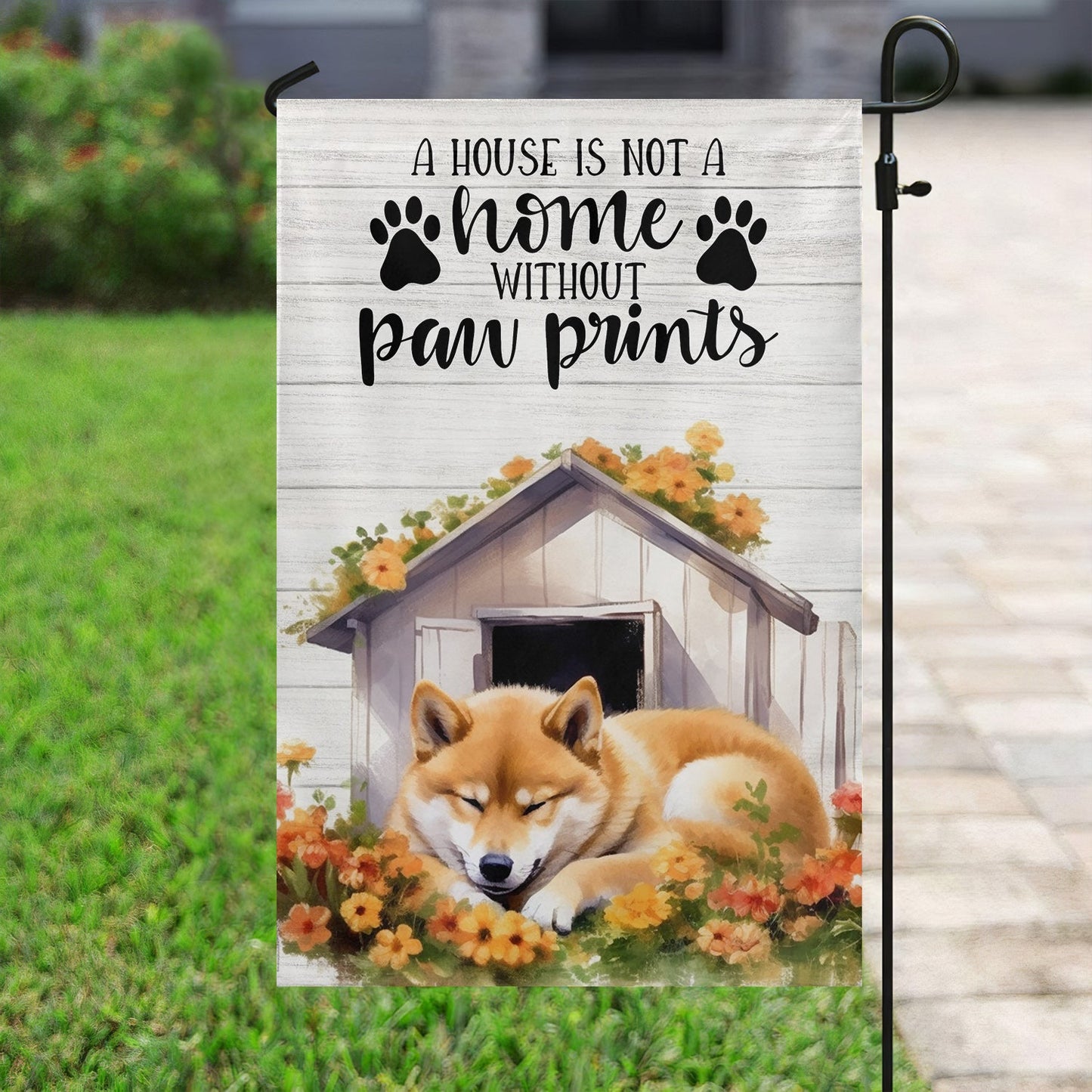 Corgi Dog Flag, A House Is Not A Home Without Paw Prints, Gift For Dog Lovers, Garden Dog Flag, Dog Owners