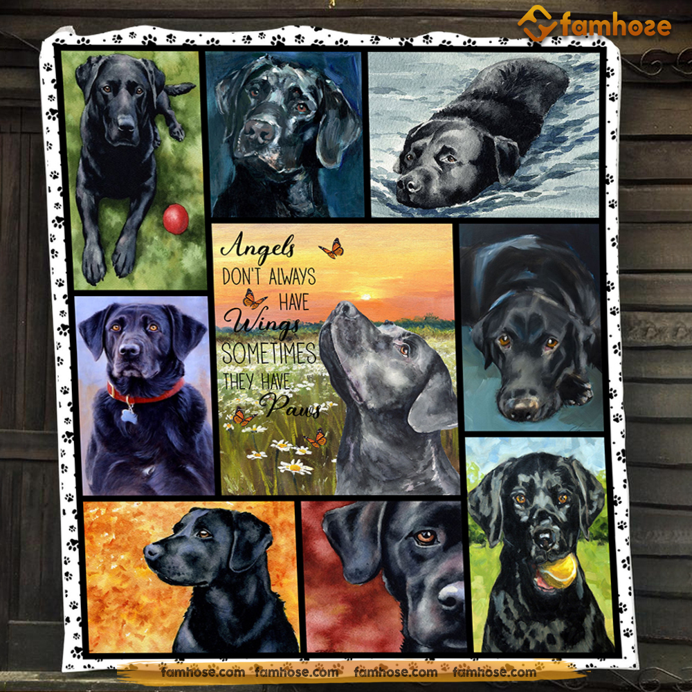 Dog Blanket, Angels Don't Always Have Wings Sometime They Have Paws Fleece Blanket - Sherpa Blanket Gift For Dog Lovers, Dog Owners