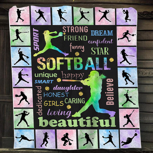 Cool Softball Blanket, Strong Friend Funny Unique Smart Fleece Blanket - Sherpa Blanket Gift For Softball Lovers, Softball Players, Softball Girls