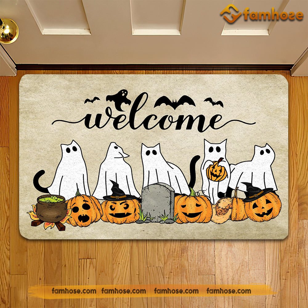 Halloween Cat Doormat, Welcome, Gift For Cat Lovers, New Home Gift, Housewarming Gift, Cat Decor