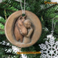 Christmas Horse Ornament, Horsegirl Hug Her Horse Christmas Gift For Horse Lovers, (Simulation Model, Not Wood Carving) Circle Ceramic Ornament