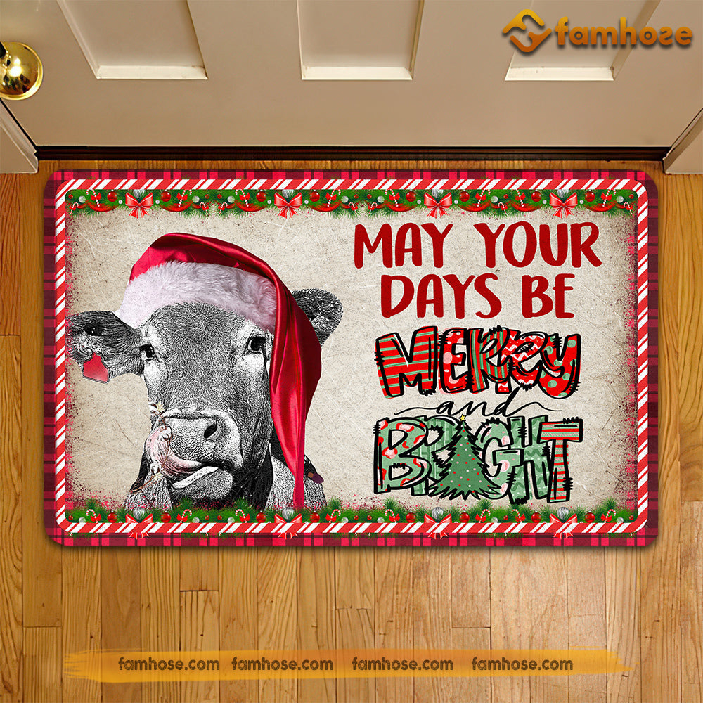 Christmas Cow Doormat, May Your Days Be Merry Bright Gift For Cow Lovers, New Home Gift, Housewarming Gift, Cow Decor