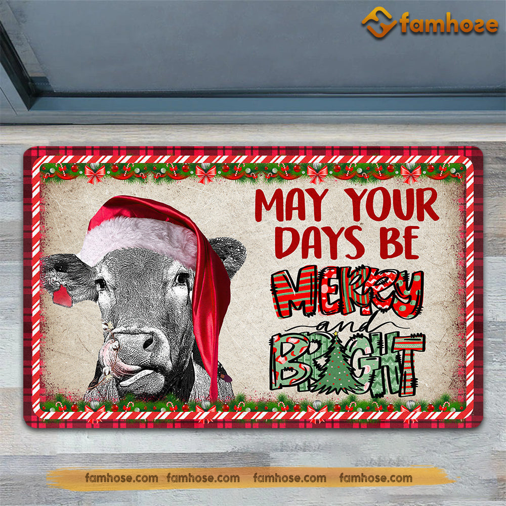 Christmas Cow Doormat, May Your Days Be Merry Bright Gift For Cow Lovers, New Home Gift, Housewarming Gift, Cow Decor