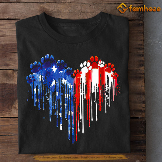 July 4th Dog T-shirt, Dogshoe Arrange A Heart, Independence Day Gift For Dog Lovers, Dog Owners, Dog Tees