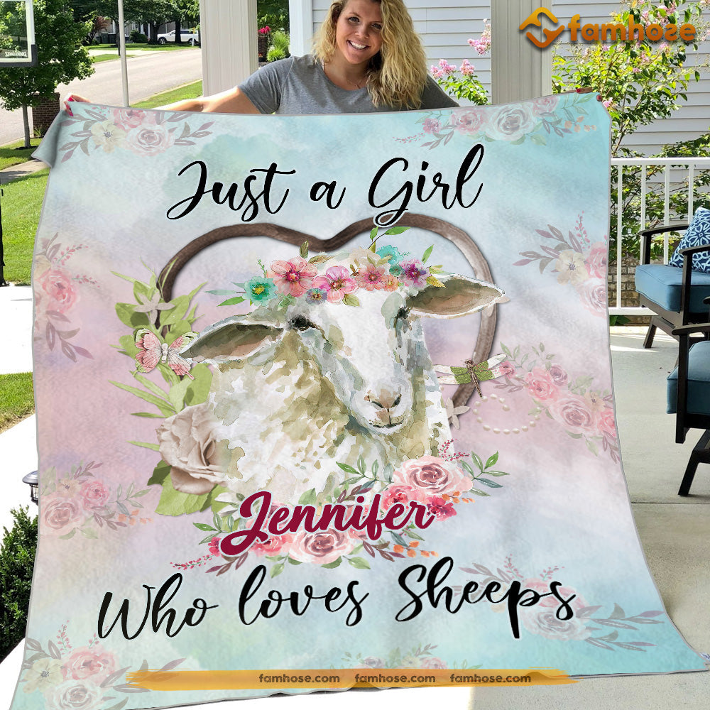Personalized Sheep Blanket, Just A Girl Who Loves Sheeps Sheep Fleece Blanket - Sherpa Blanket Gift For Sheep Lover