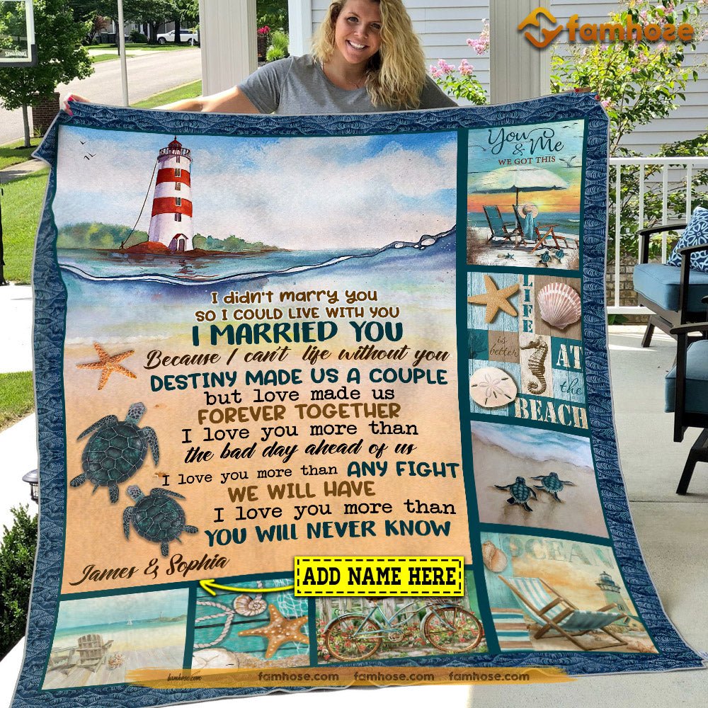 Married Turtle Turtle Blanket, I Married You I Can't Life Without You Forever Togethe ...