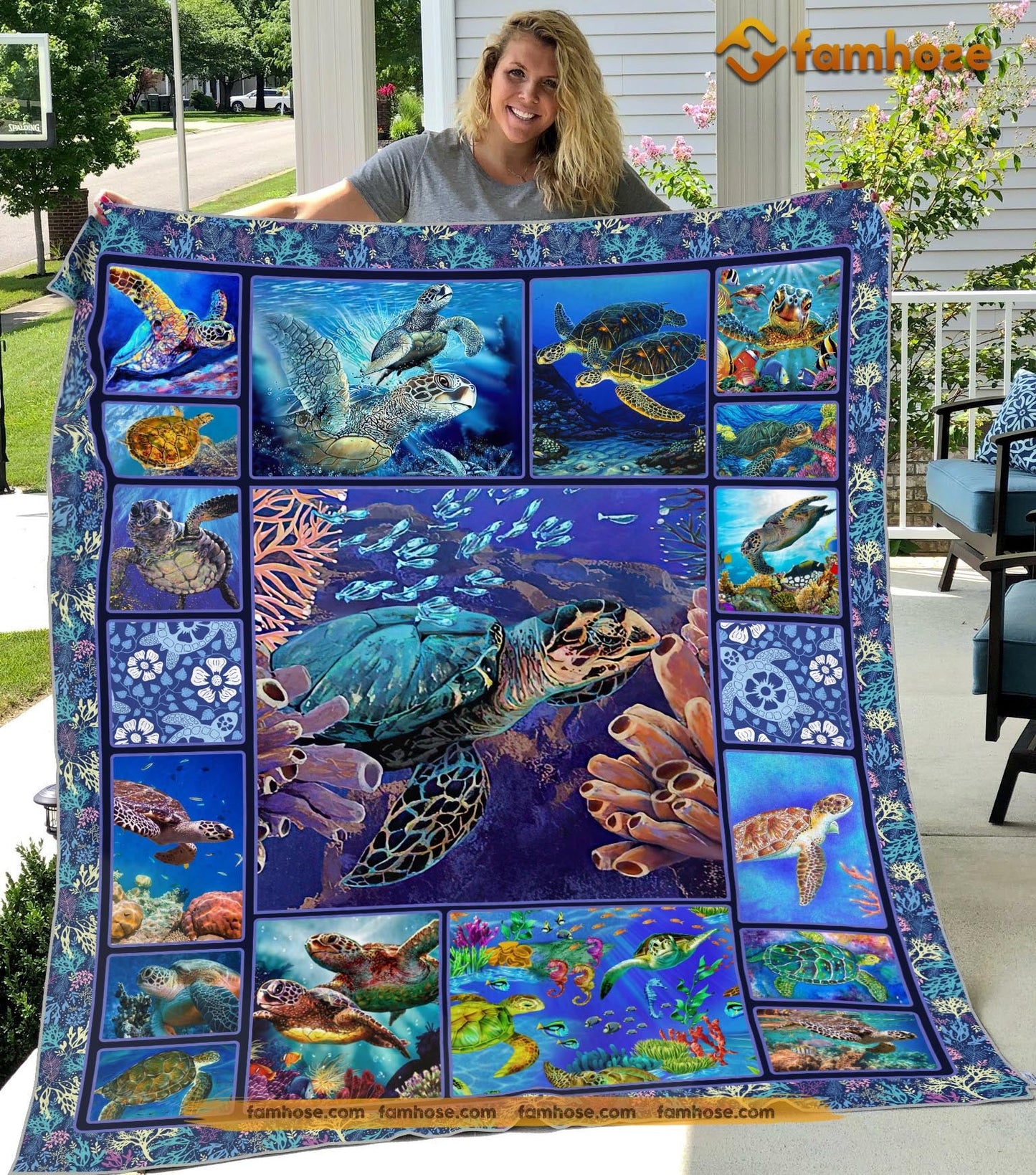 Turtle Blanket, Sea Turtle Sea Turtle Power Fleece Blanket - Sherpa Blanket Gift For Turtle Lover, Turtle Owners