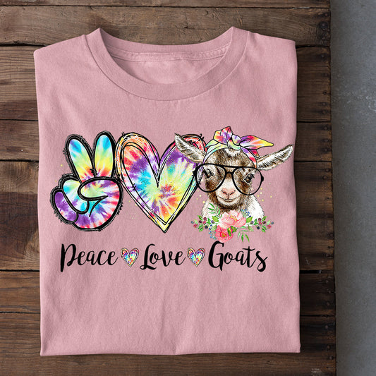 Cute Goat T-shirt, Peace Love Goats, Gift For Goat Lovers, Goat Tees, Farmers