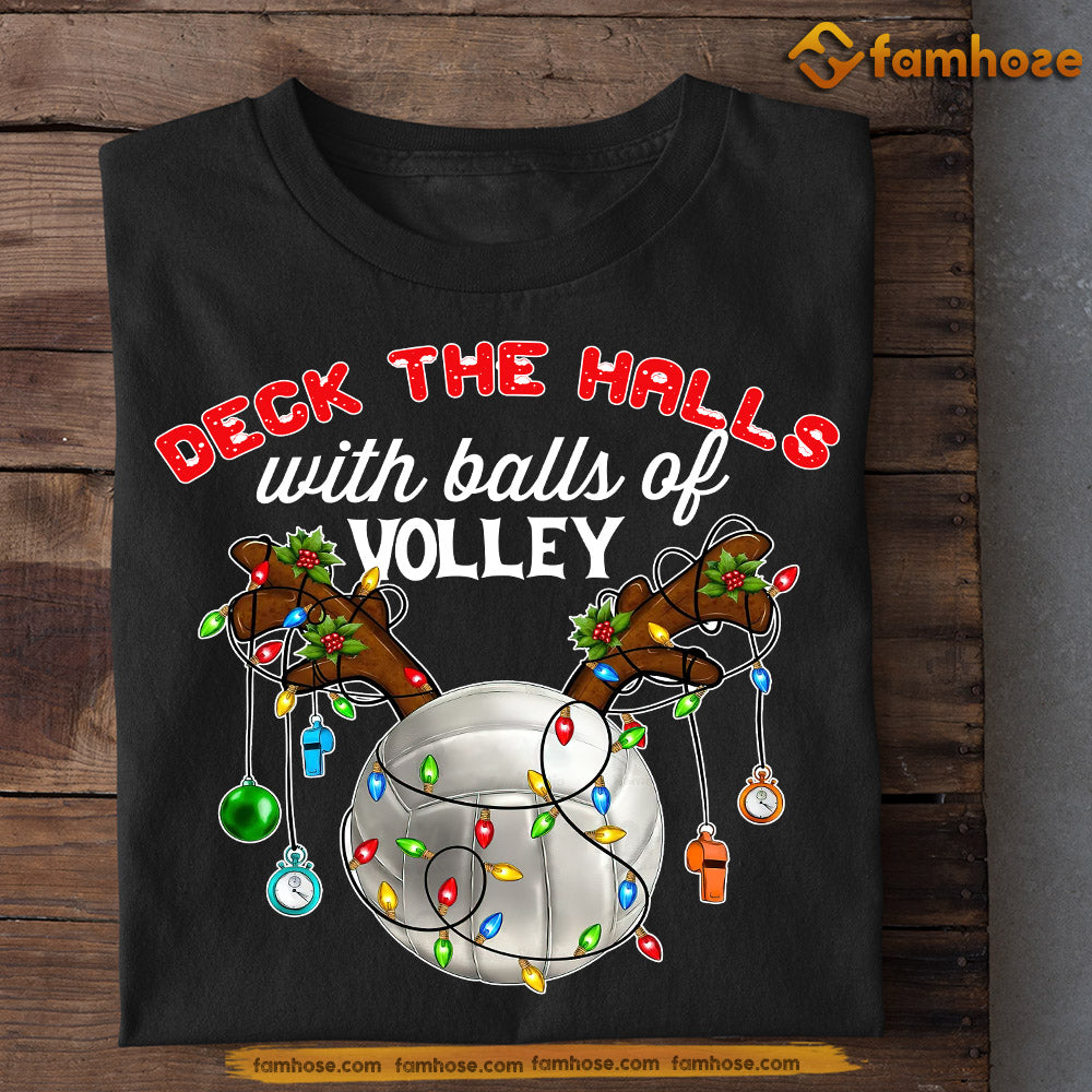 Christmas Volleyball T-shirt, Deck The Halls With Balls, Xmas Gift For Volleyball Lovers, Volleyball Players