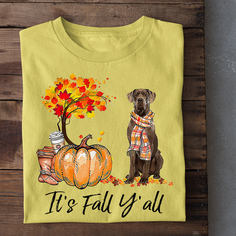 Great Dane Dog Thanksgiving T-shirt, It's Fall Y'all Great Dane Under The Autumn Tree, Gift For Dog Lovers, Dog Owners, Dog Tees