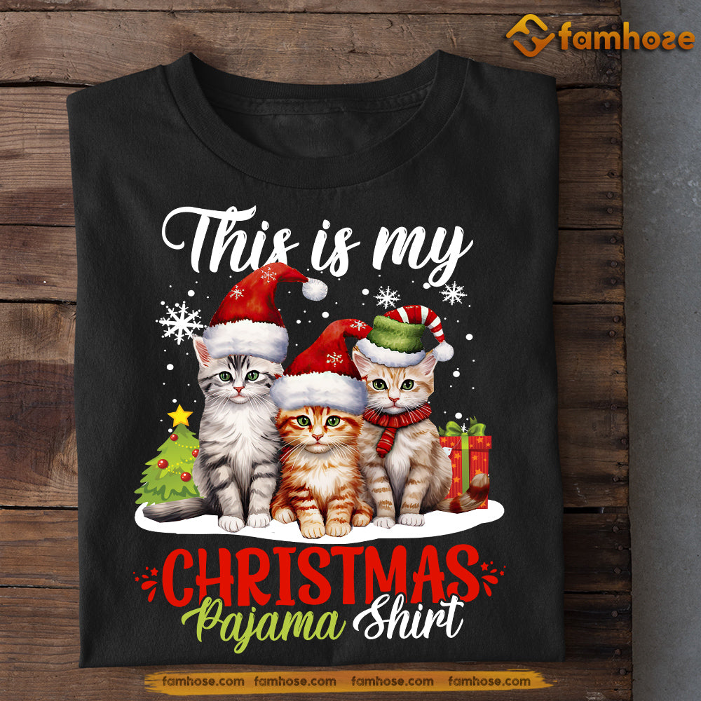 Funny Cat Christmas T-shirt, This Is My Christmas Pajama Shirt, Gift For Cat Lovers, Cat Tees, Cat Owners