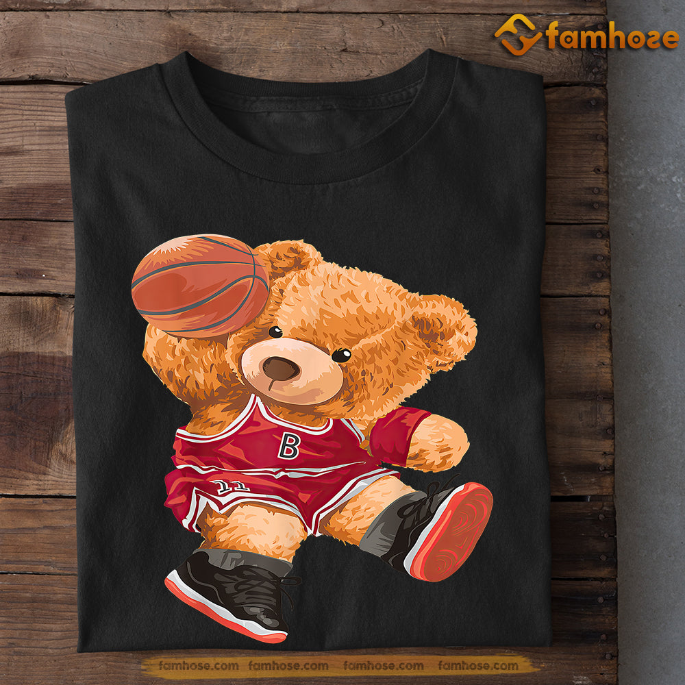 Cute Basketball T-shirt, Bear Play Basketball, Gift For Basketball Lovers, Basketball Tees