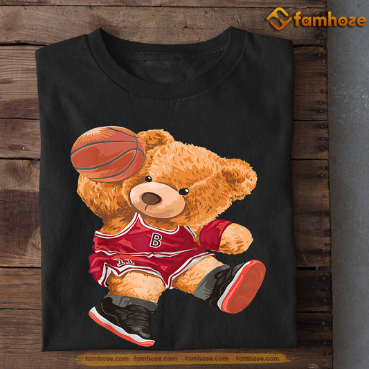 Cute Basketball T-shirt, Bear Play Basketball, Gift For Basketball Lovers, Basketball Tees