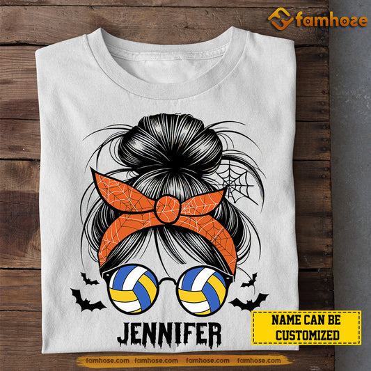 Personalized Halloween Volleyball T-shirt, Volleyball Witch, Spooky Gift For Volleyball Lovers, Volleyball Girls