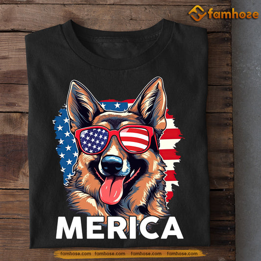 July 4th Dog T-shirt, Merica German Shepherd Patriotic Tees, Independence Day Gift For German Shepherd Lovers, German Shepherd Owners