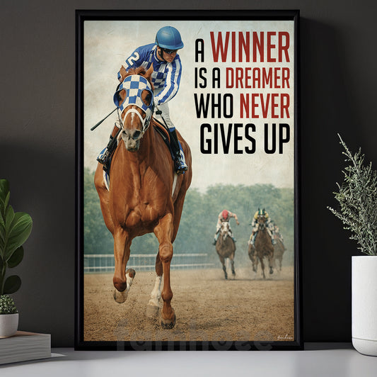 Secretariat Canvas Painting, The Winner Is A Dreamer Wall Art Decor, Poster Gift For Horse Racing Lovers