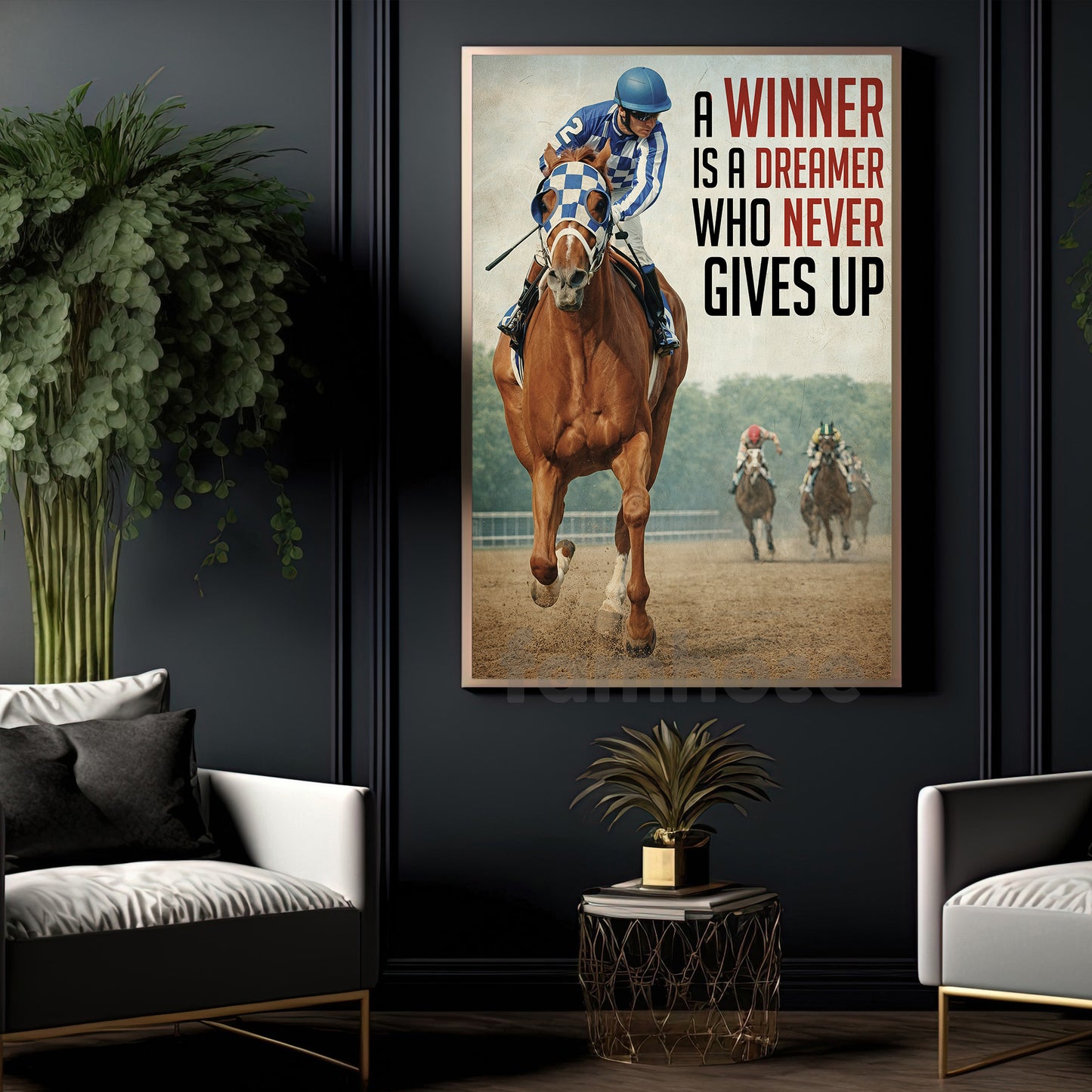 Secretariat Canvas Painting, The Winner Is A Dreamer Wall Art Decor, Poster Gift For Horse Racing Lovers