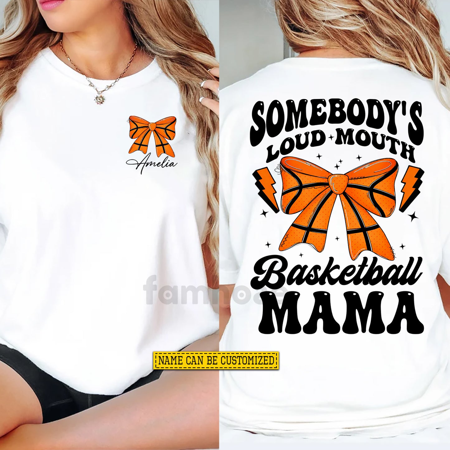 Personalized Basketball Mom Two-sided T-shirt, Somebody's Loud Mouth Basketball Mama Tees Mother's Day Gift For Basketball Lovers