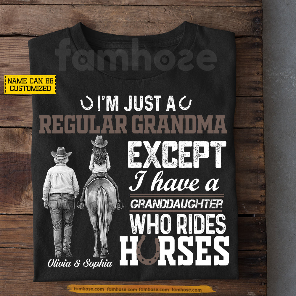 Personalized Horse Riding Grandma T-shirt, I'm Just A Regular Grandma Tees Mother's Day Gift For Horse Riding Lover
