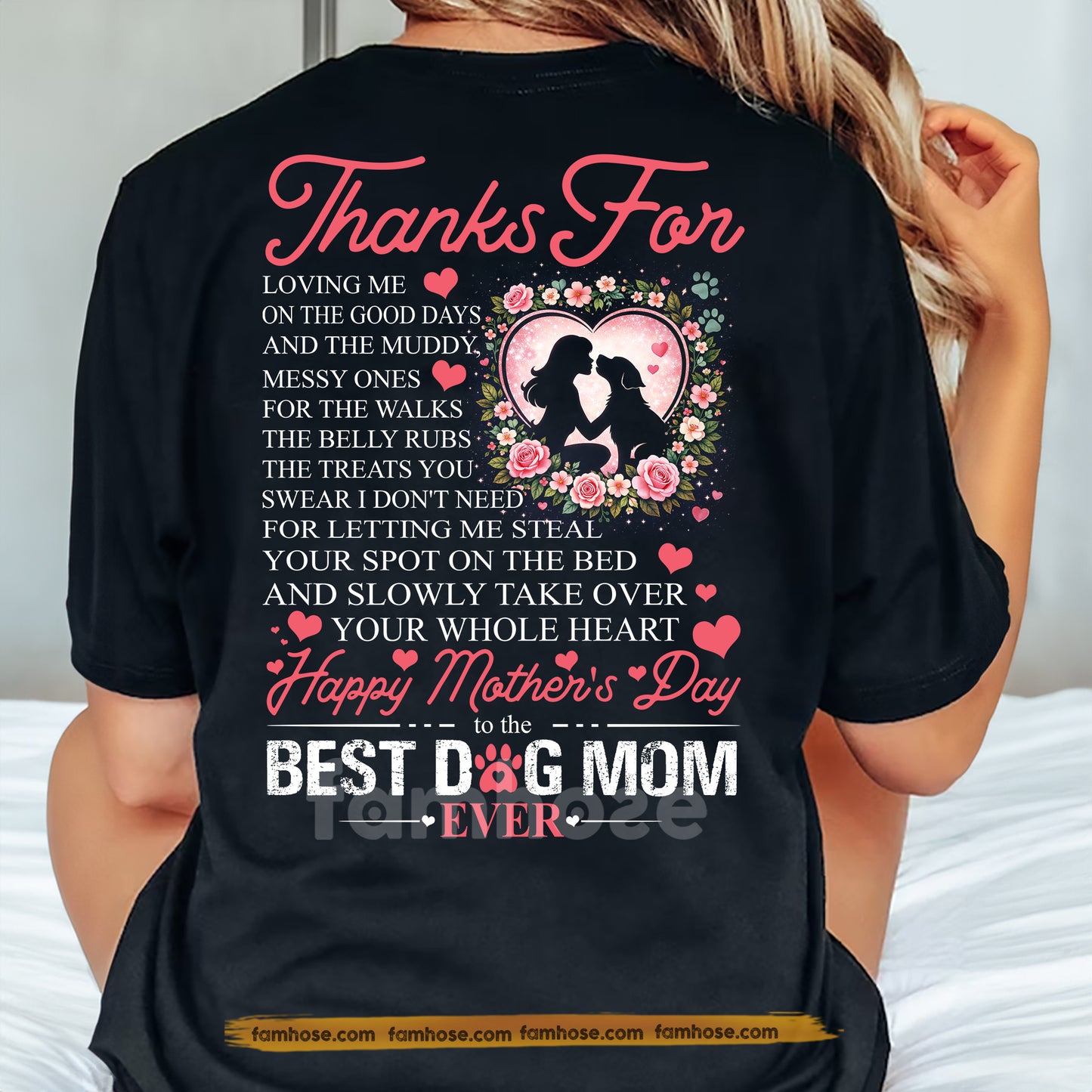 Personalized Dog Backside T-shirt, Thanks For Best Dog Mom Tees Mother's Day Gift For Dog Lovers