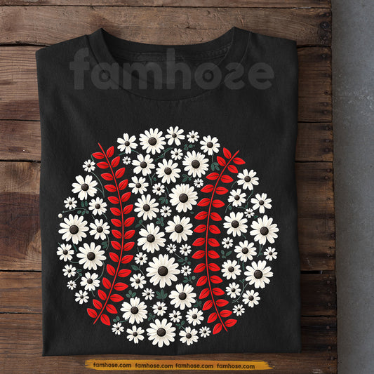 Baseball T-shirt, Floral Baseball Daisy Sport Tees Gift For Baseball Lover