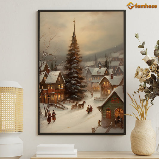 Merry Christmas Scene Christmas Canvas Painting, Xmas Wall Art Decor - Christmas Poster Gift For Decorating Your Home