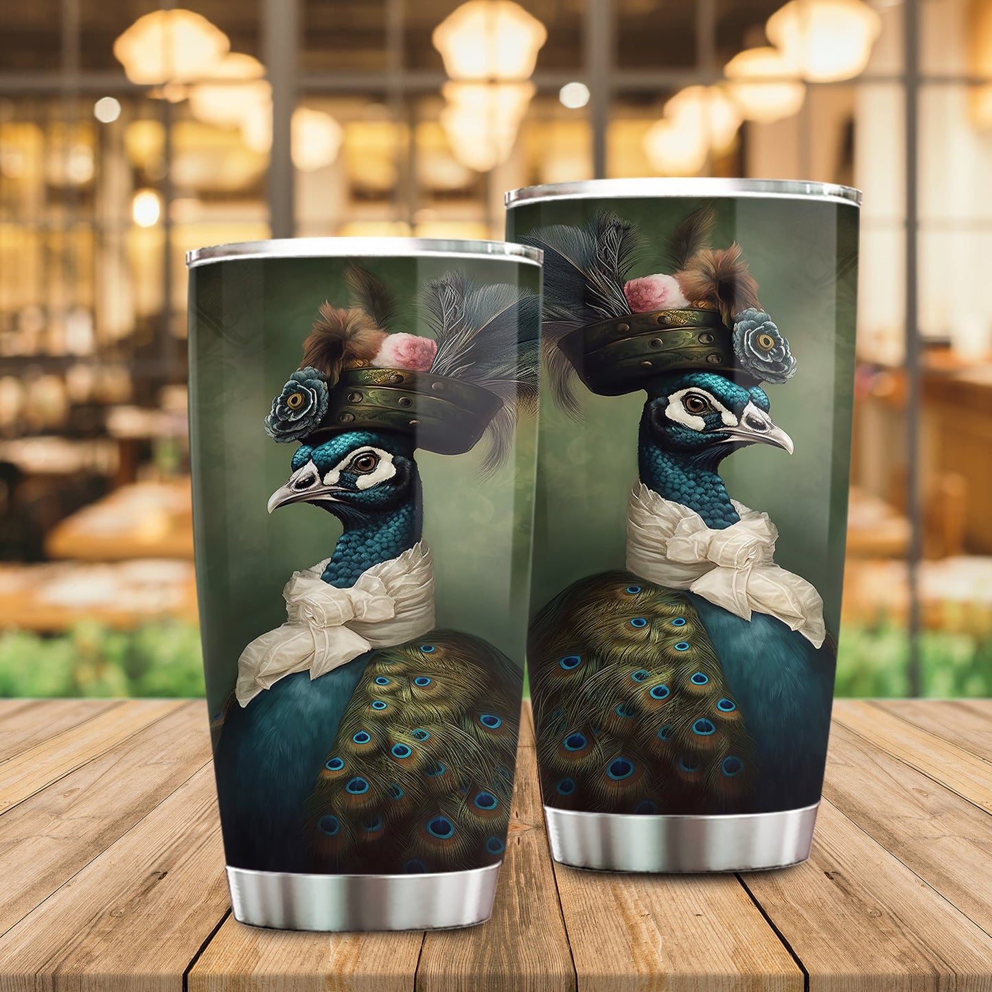 Aristocratic Peacock Elegance, Victorian Stainless Steel Tumbler, Xmas Gift For Peacock Lovers