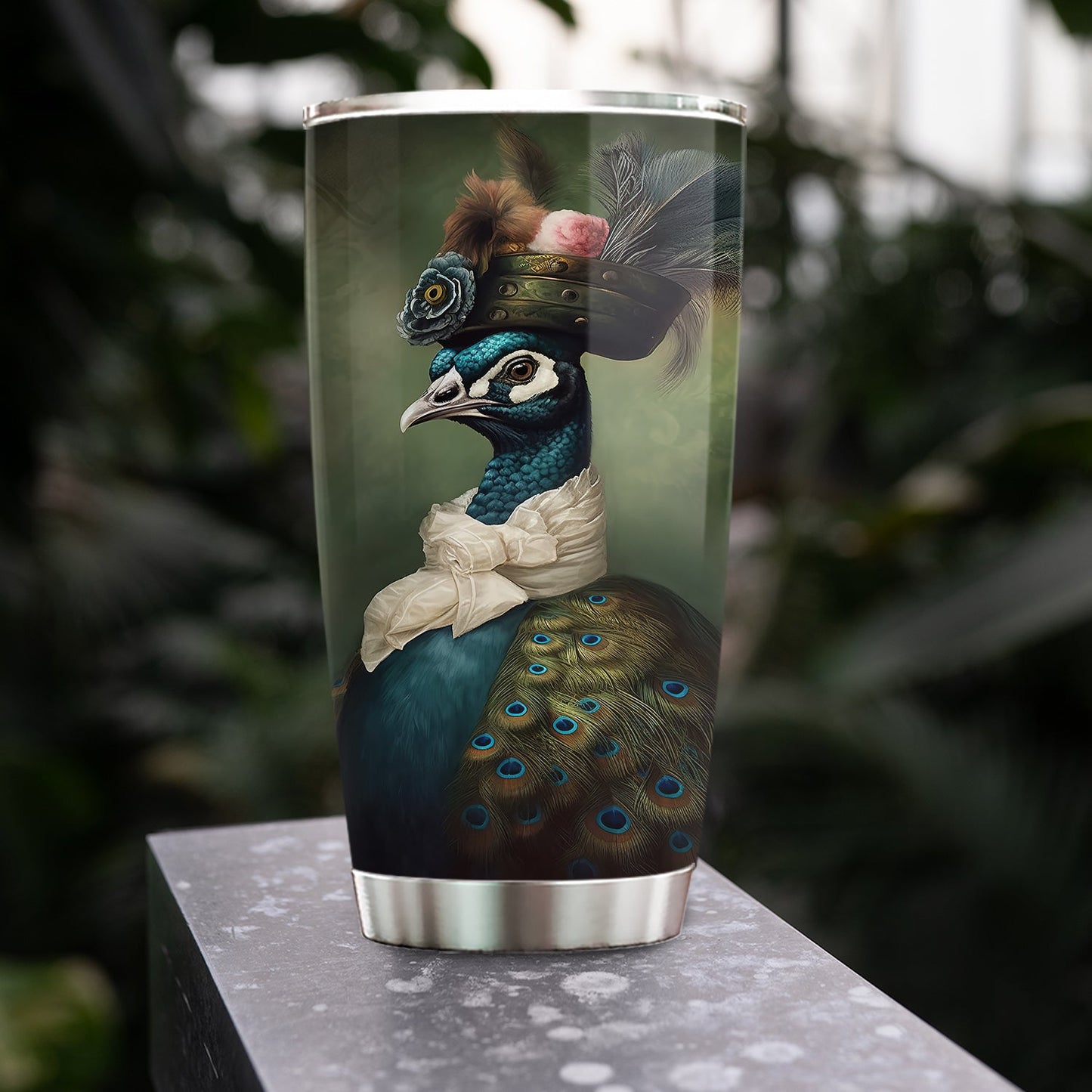 Aristocratic Peacock Elegance, Victorian Stainless Steel Tumbler, Xmas Gift For Peacock Lovers