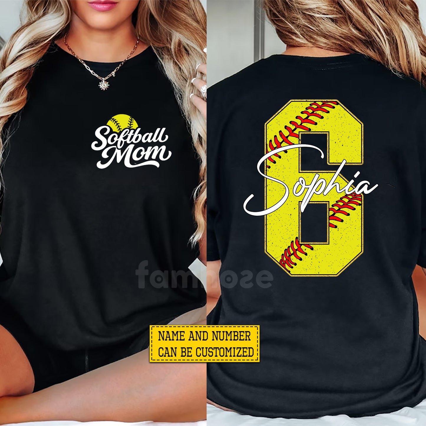 Personalized Softball Mom Two-side T-shirt, Softball Mom Pride Tees Mother's Day Gift For Softball Lovers