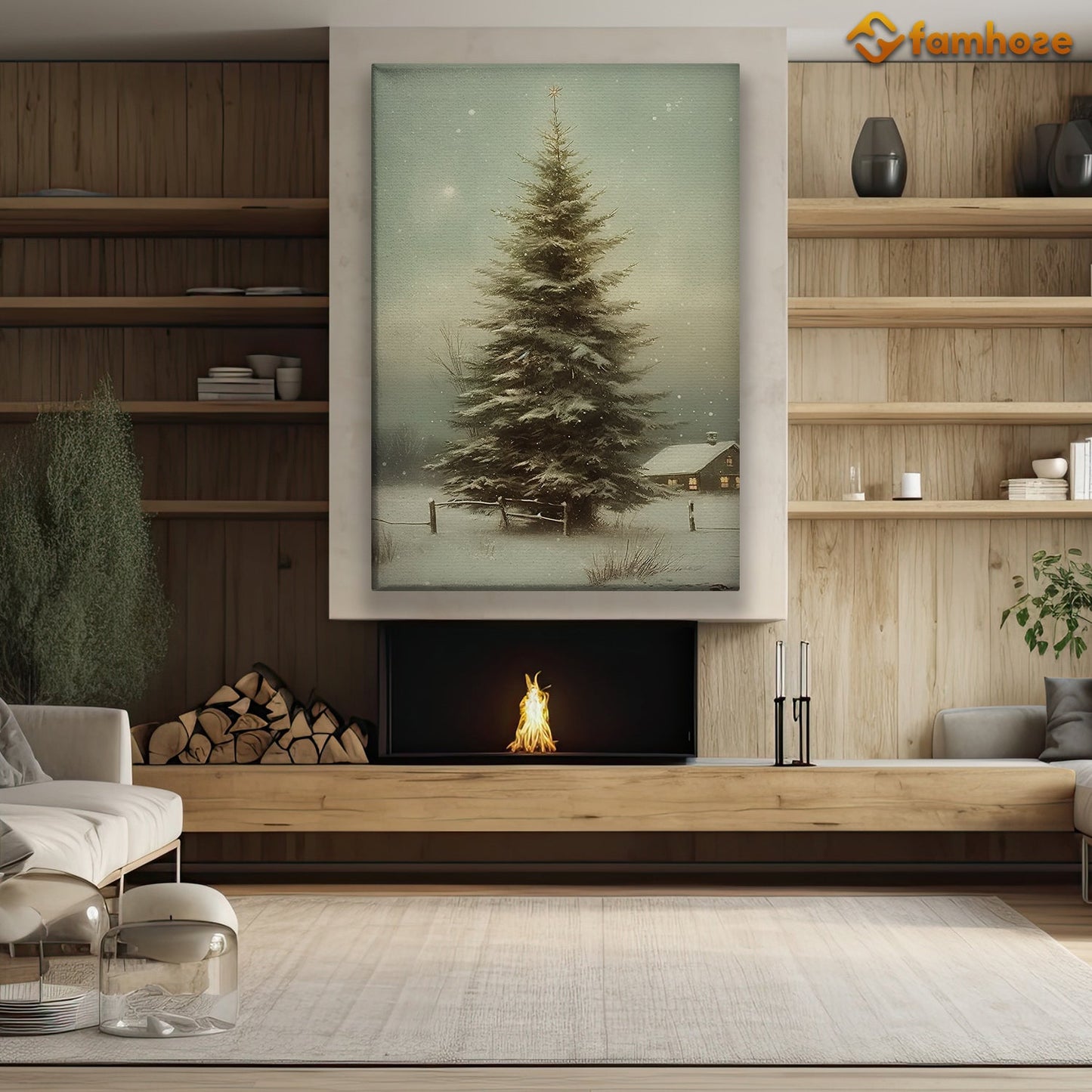 Christmas Tree In Town Christmas Canvas Painting, Xmas Wall Art Decor - Christmas Poster Gift For Decorating Your Home