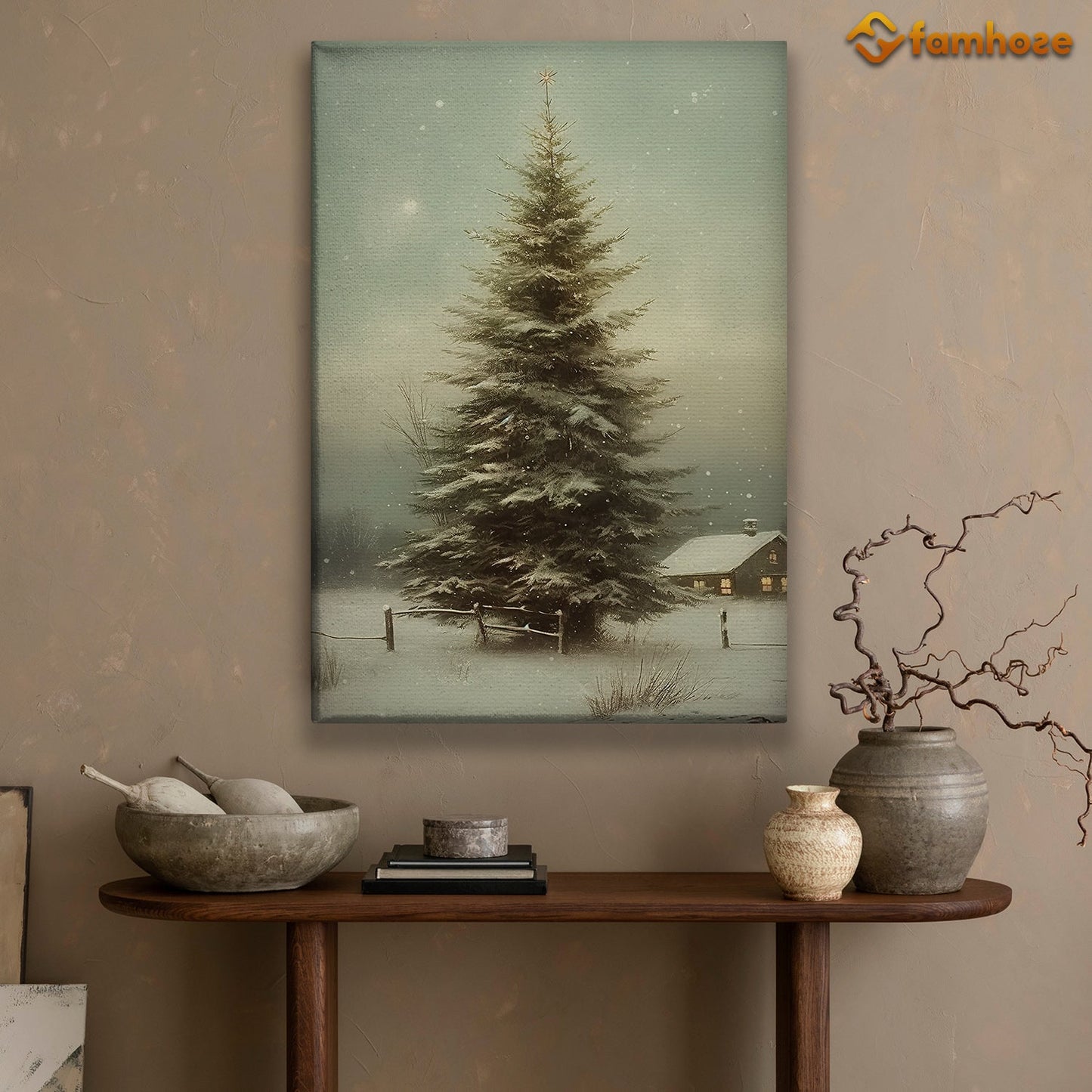 Christmas Tree In Town Christmas Canvas Painting, Xmas Wall Art Decor - Christmas Poster Gift For Decorating Your Home