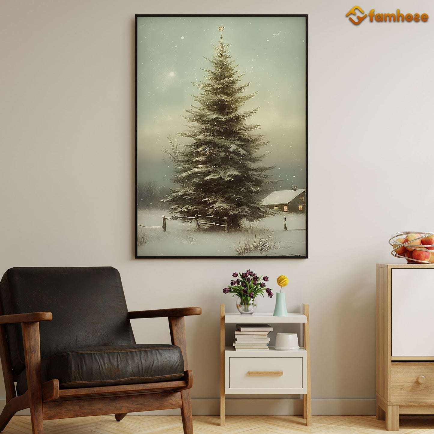 Christmas Tree In Town Christmas Canvas Painting, Xmas Wall Art Decor - Christmas Poster Gift For Decorating Your Home