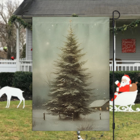 Christmas Tree In The Forest Winter, Christmas Tree Garden Flag - House Flag, Gift For Christmas Tree Lovers