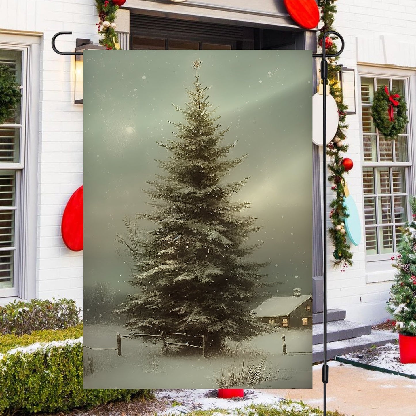 Christmas Tree In The Forest Winter, Christmas Tree Garden Flag - House Flag, Gift For Christmas Tree Lovers