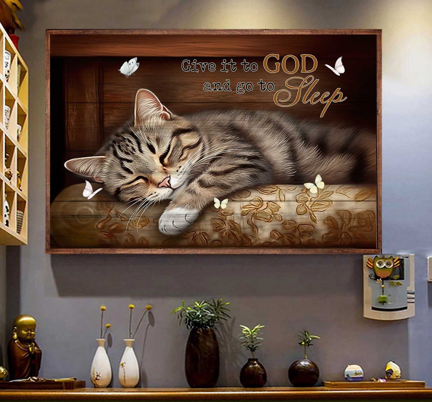 Give It To God And Go To Sleep, Baby Cat Canvas Painting, Wall Art ...