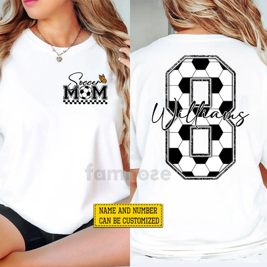 Personalized Soccer Mom Two-sided T-shirt, Soccer Mom Game Day Tees Gift For Soccer Lovers