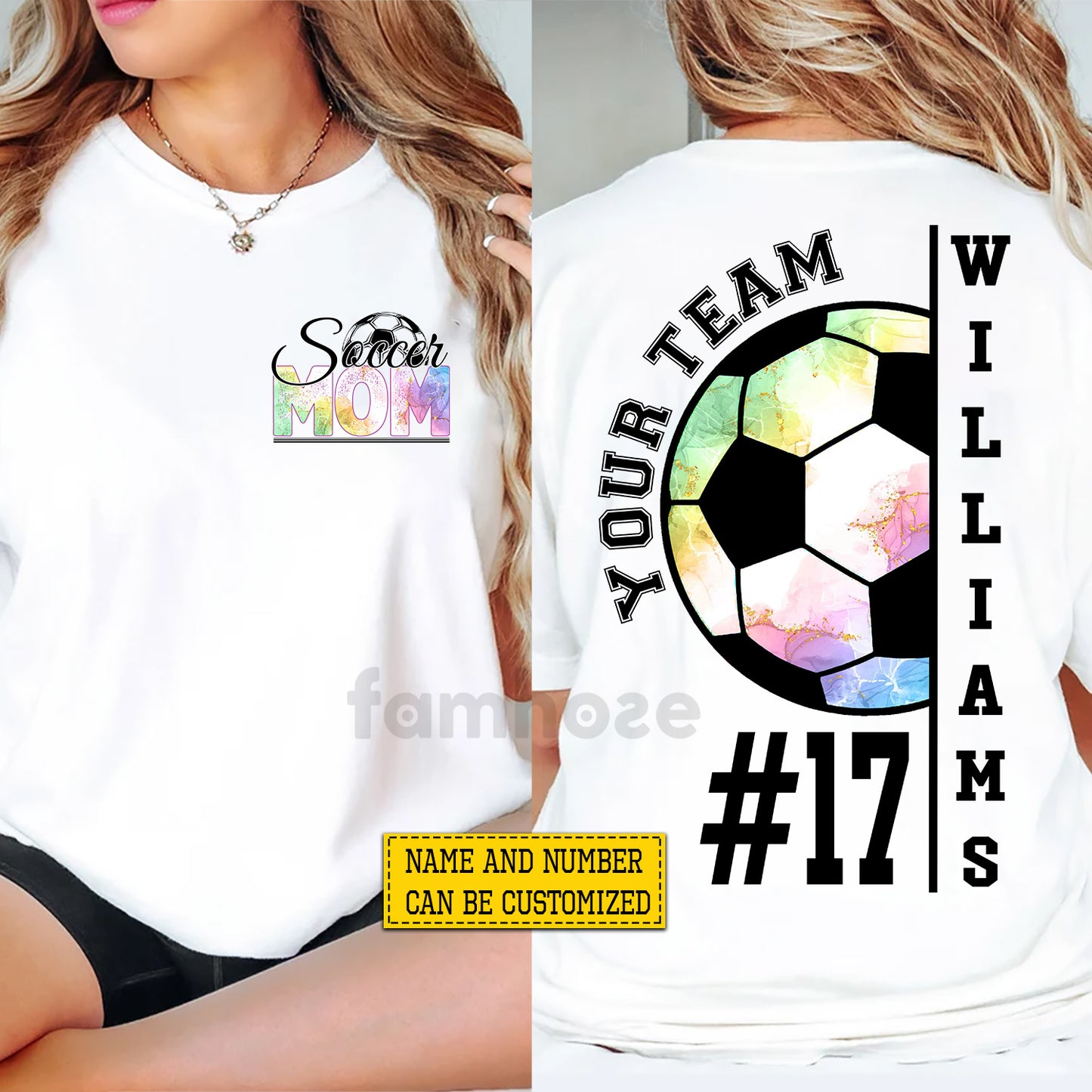 Personalized Soccer Mom Two-sided T-shirt, Soccer Mom Design Tees Mother's Day Gift For Soccer Lovers