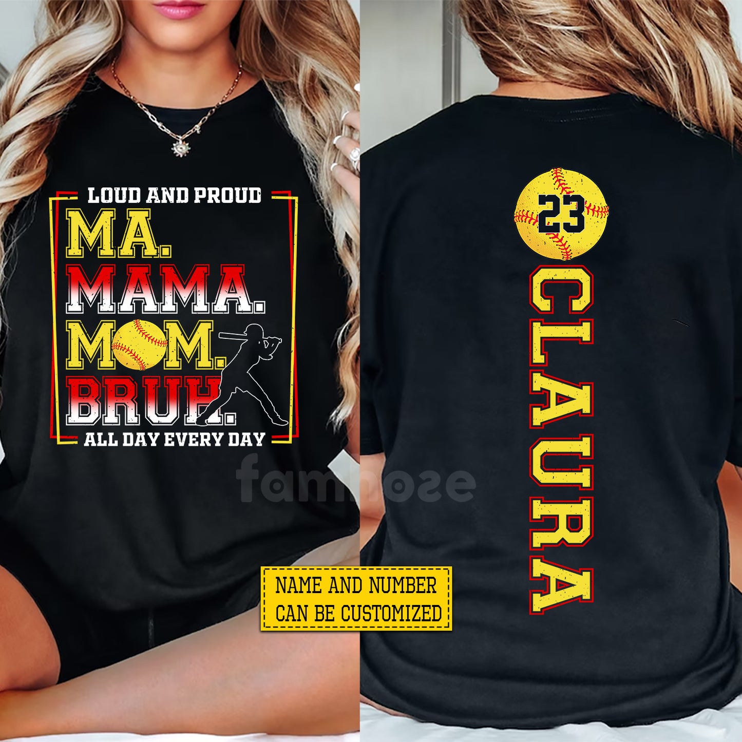 Personalized Softball Mom Two-side T-shirt, Ma Mama Mom Bruh Tees Mother's Day Gift For Softball Lovers