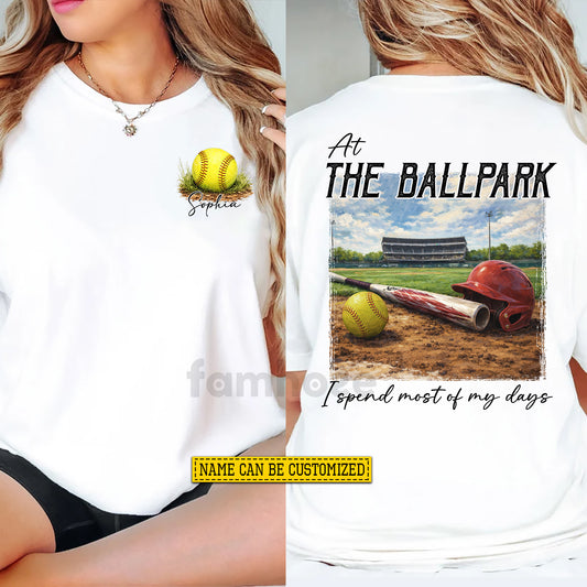 Motivational Personalized Softball Two-sided T-shirt, At The Ballpark Tees Gift For Softball Lovers